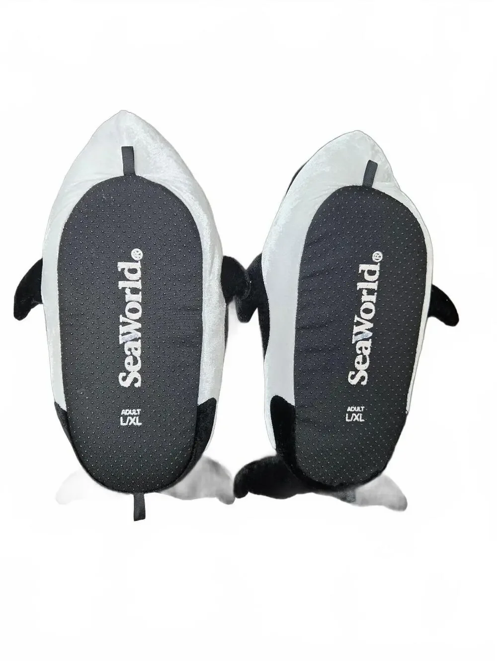 SeaWorld Adult L/XL Orca Whale Plush Slippers